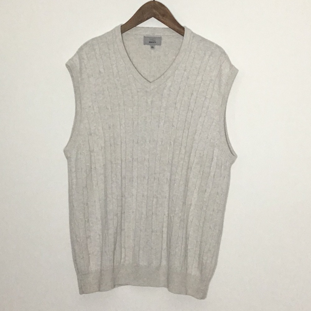 M&S Collection Regular Fit Cable Knit Cotton Sweater Vest Size XXL Stone Mix